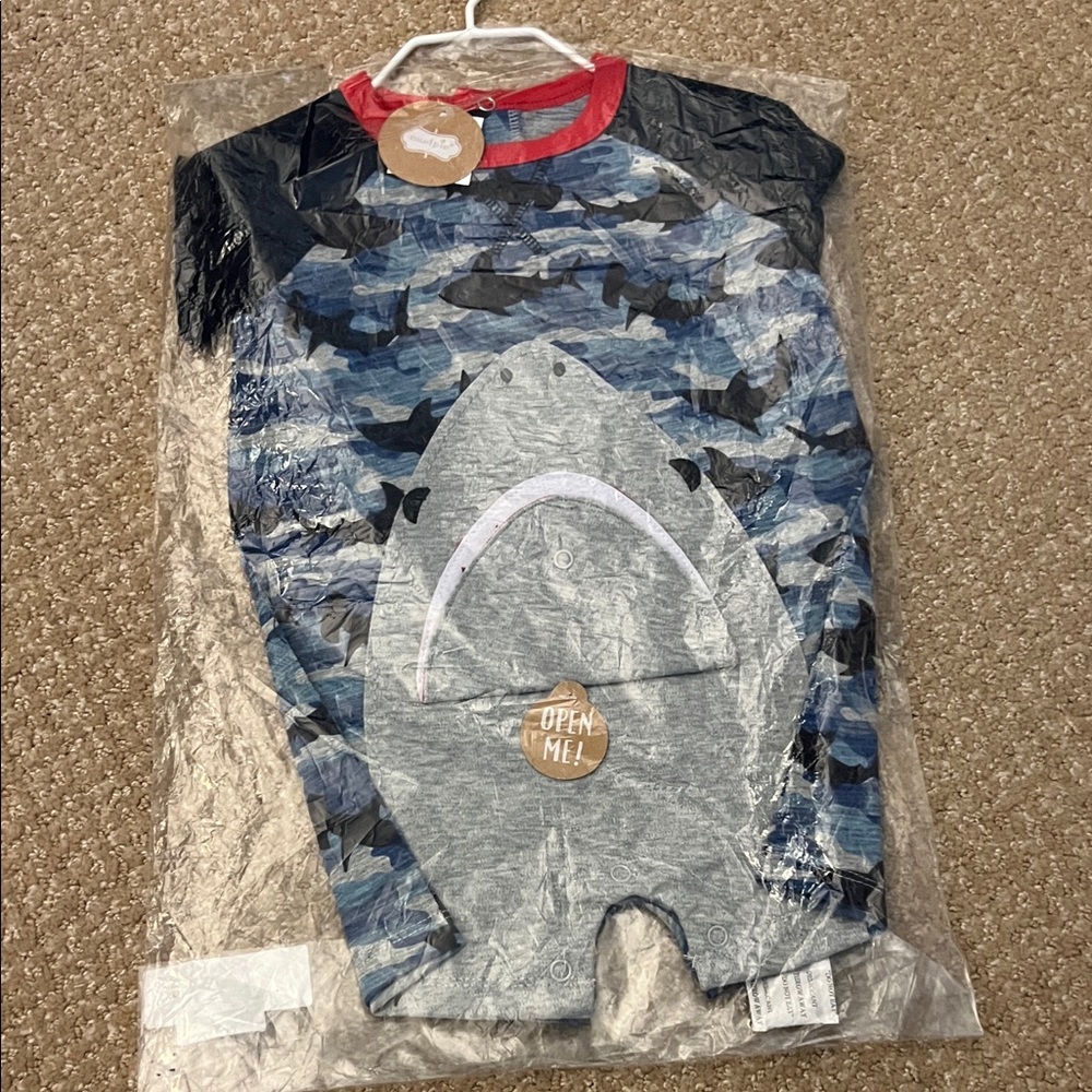 Mud Pie Shark Camo One Piece - Blue and Gray